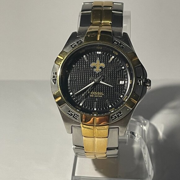 New Orleans Saints NFL Two-Tone Stainless-Steel Men's Watch by Fossil NEW (RARE)
